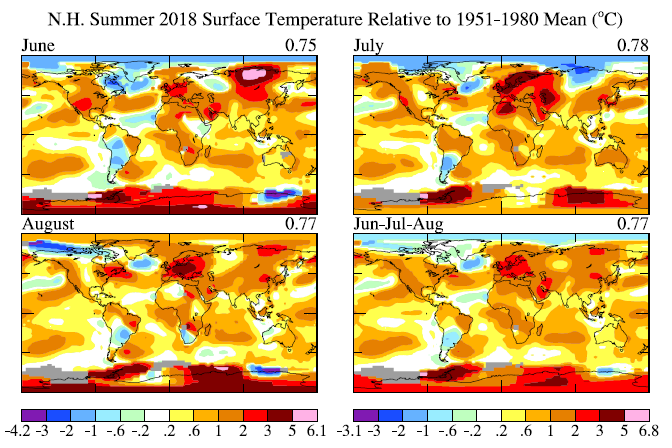 Figure 1. Surface temperature anomalies for the past three months.