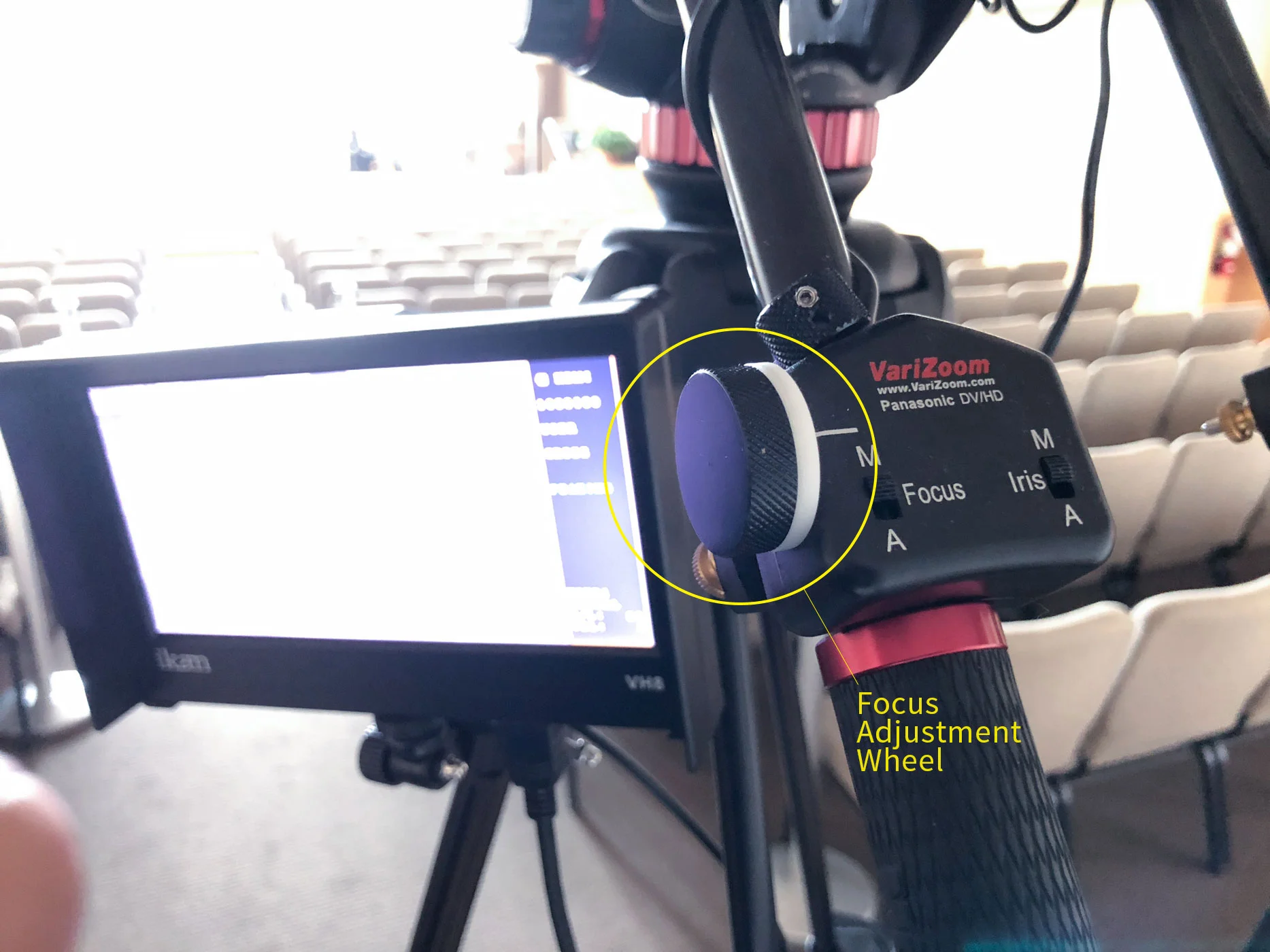 Focus adjustment wheel. It is sensitive.