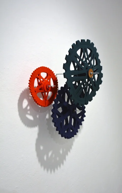    Spinning Flowers,&nbsp;   2014 | Felt, thread, wooden spools and metal hardware | Dimensions variable  &nbsp;  | Galería Arroniz, Mexico City  