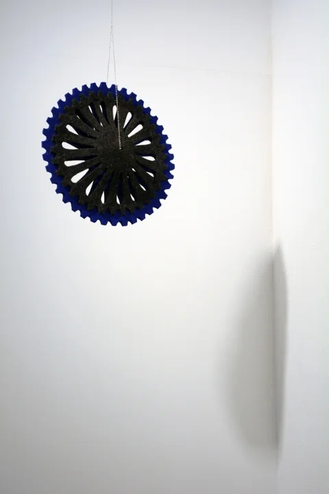    Limpet,&nbsp;   2013 | Felt, thread, vintage wooden spools and chain | 43 cm   ø  &nbsp;| Galería Arroniz, Mexico City  
