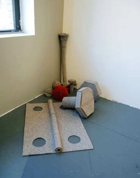   Installation view>>  Tools , 2008 | Felt and thread | Dimensions variable | Thrust Projects, New York  