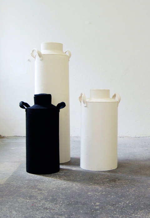    Milk Containers   , 2008 | Felt and thread | Dimensions variable | Galerie Visual Drugs, Zürich  
