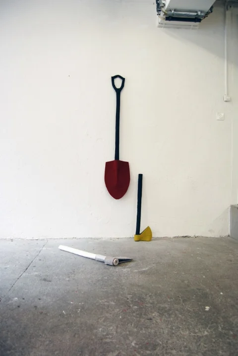   Installation view>>&nbsp;  Tools  , 2008 | Felt and thread | Dimensions variable | Galerie Visual Drugs, Zürich  