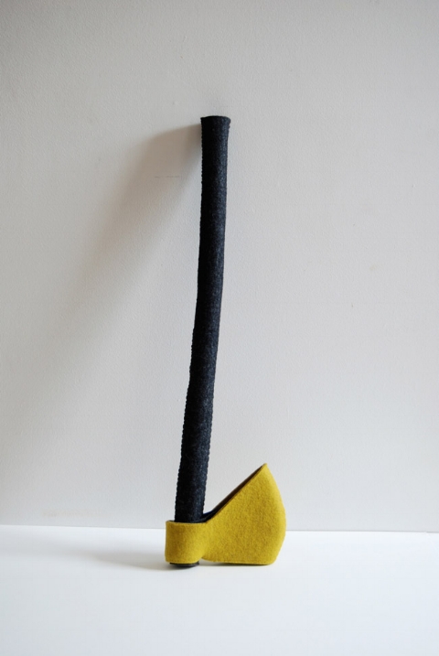    Yellow Ax   , 2011  &nbsp;| Felt and thread | 60 x 20 x 5 cm  
