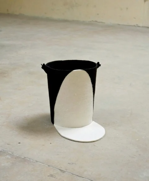    Bucket with White Paint   , 2008 | Felt and thread | 30 x 20 x 20 cm |&nbsp;  Sezession Wichtelgasse, Vienna  