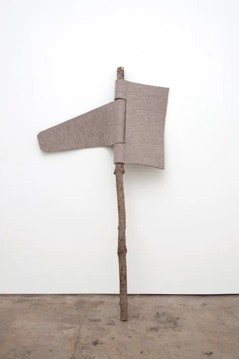   Hinge  , 2012 | Felt, thread and recycled tree branch | 180 x 86 x 33 cm  
