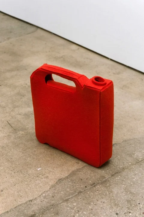   Gas Can  , 2012 | Felt and thread | 30.5 x 30.5 x 7.5 cm  