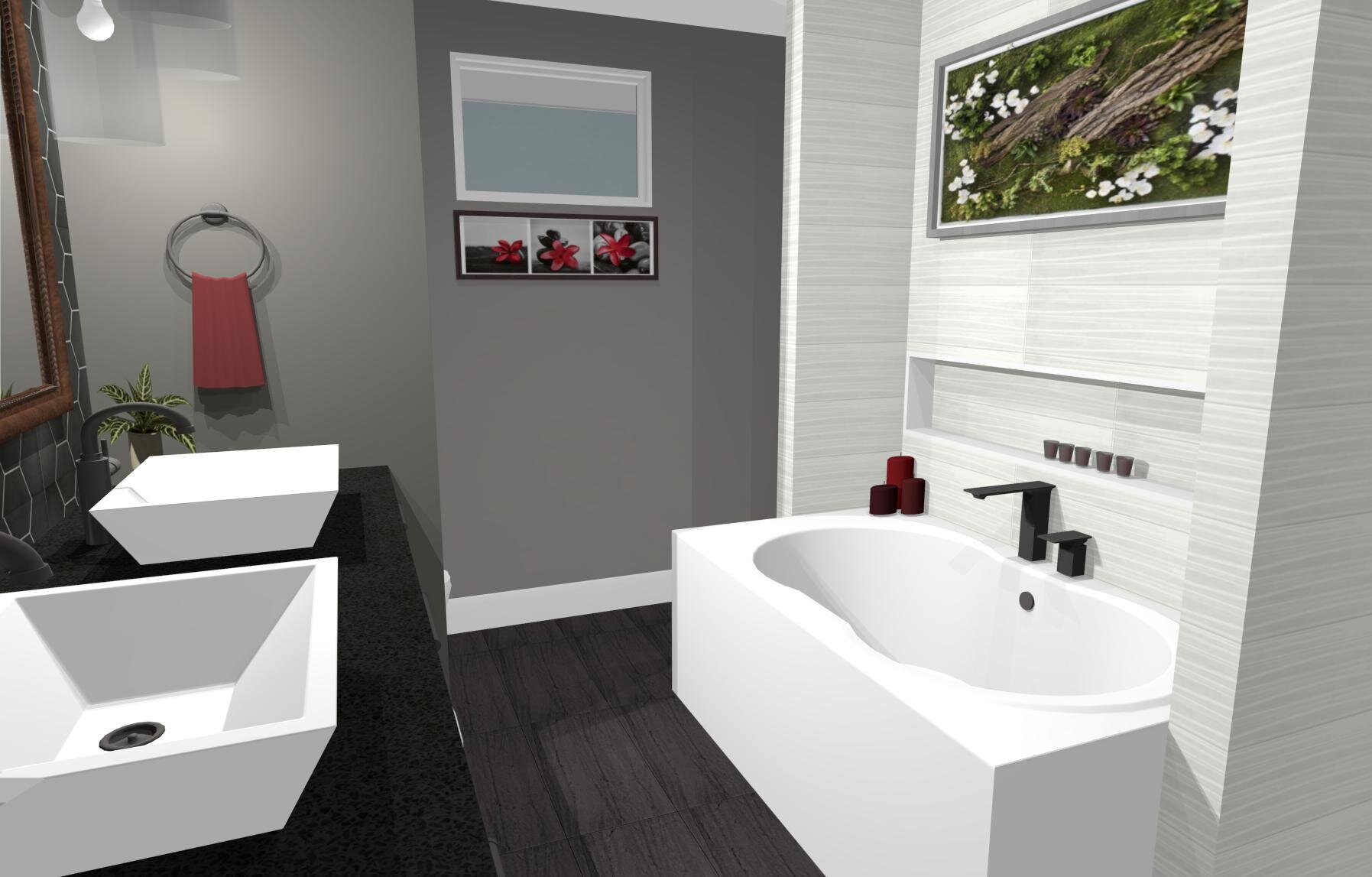 Château Upstairs Bathroom- By ALOMA Home Staging & Design