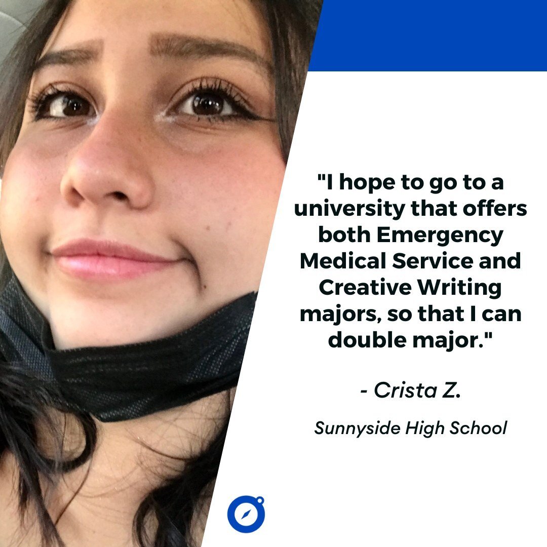 Five fun facts about STEP Scholar Crista Z.:
💙 Year &amp; High School: Junior, Sunnyside High School
💙 Favorite Subject: English
💙 Favorite School Activities: &quot;I volunteer at the Writing Center and help other students develop their writing st