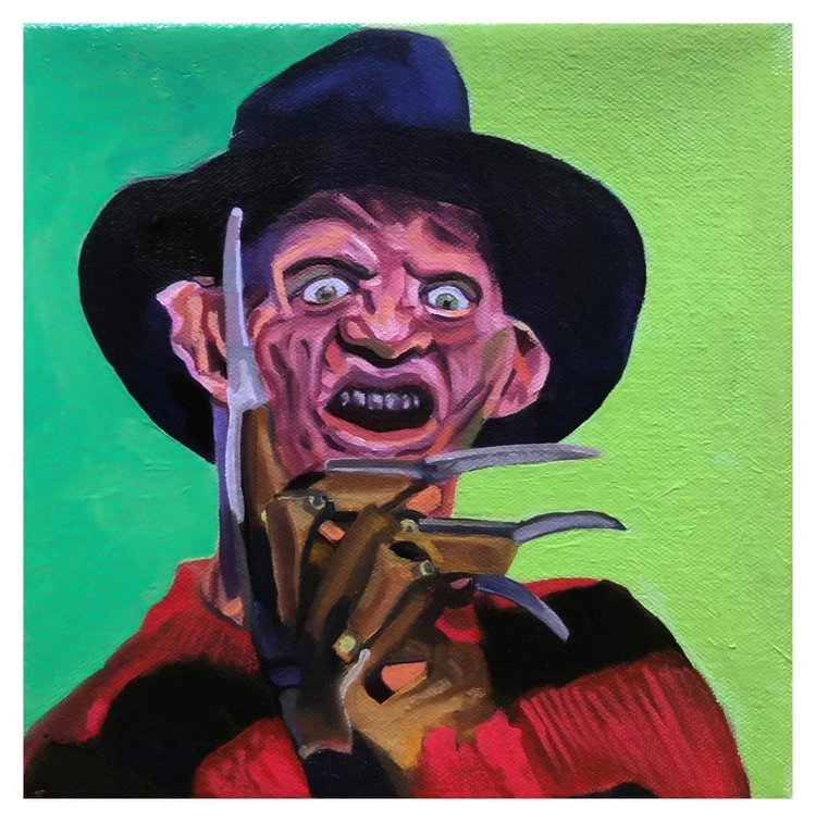for Joshua Stewart, "Freddy Krueger," 8 x 8, 2018