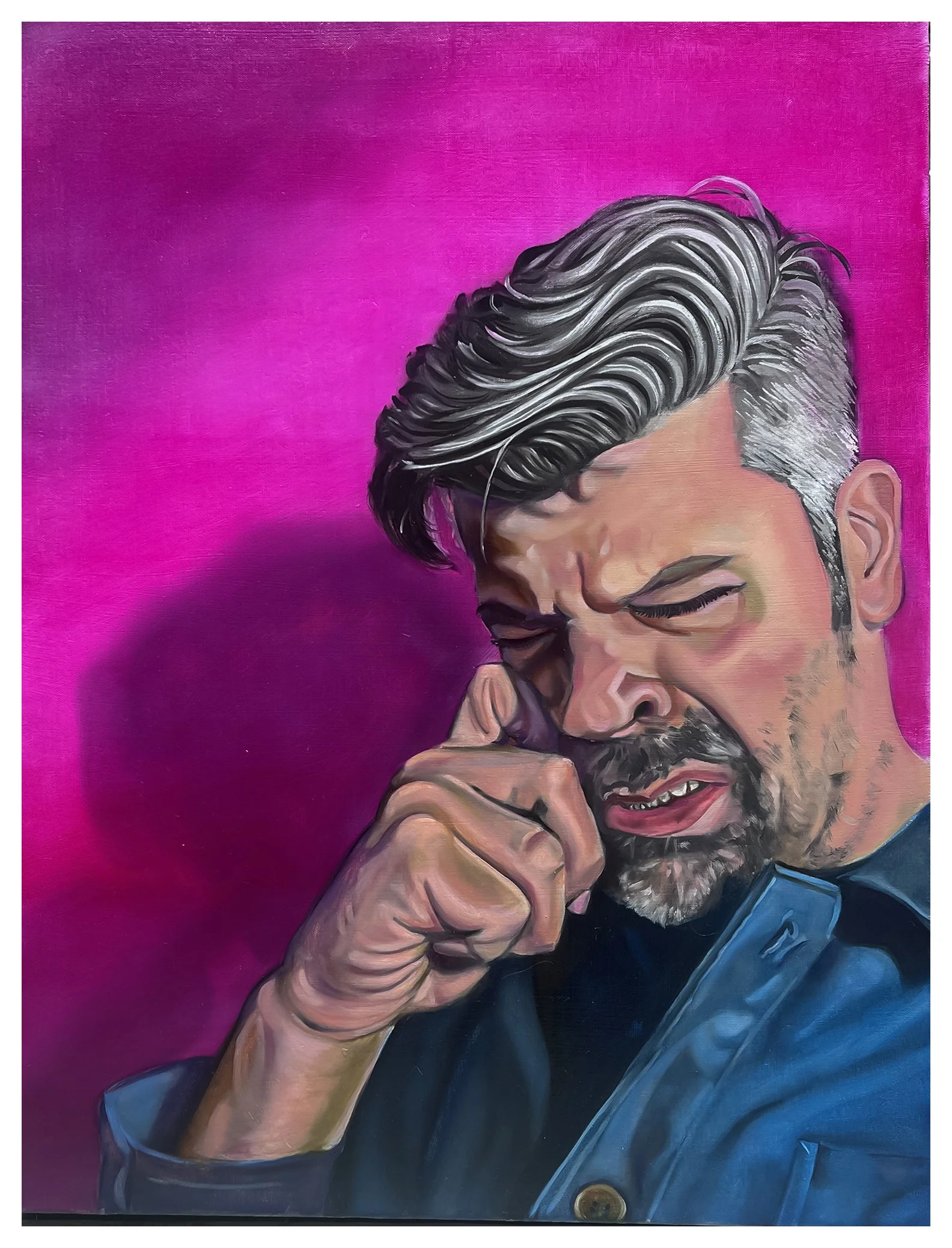 Crying Self Portrait 2, oil on canvas, 28 x 21, 2026, $900