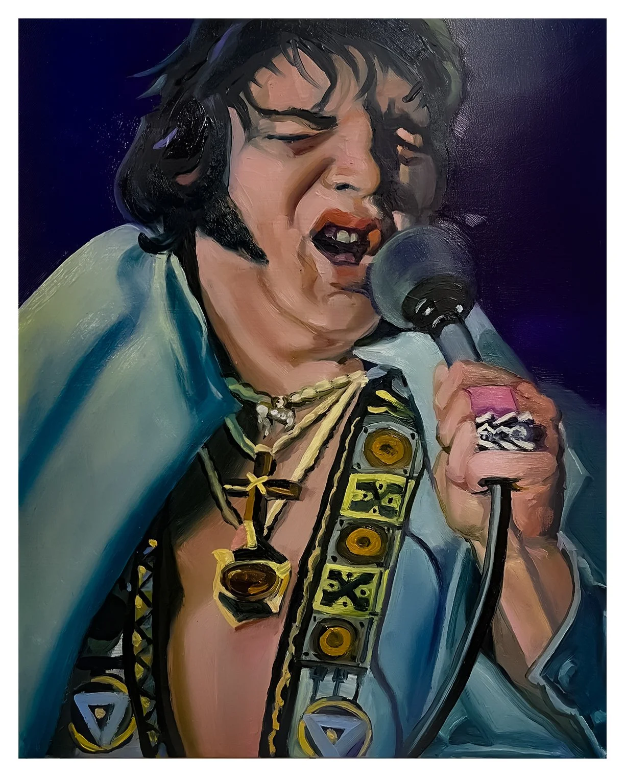 Raffled for Stone Ridge Food Pantry, "Chungus Elvis," oil on wood panel, 20 x 16, 2025