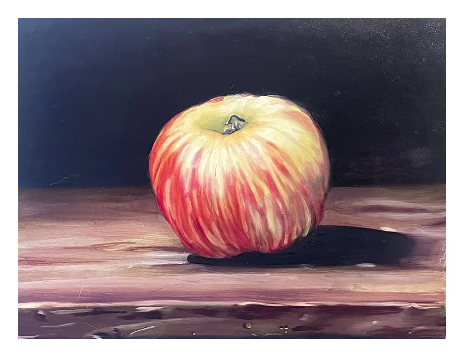 Apple on Table Study 2, oil on wood panel, 8 x 10, 2026