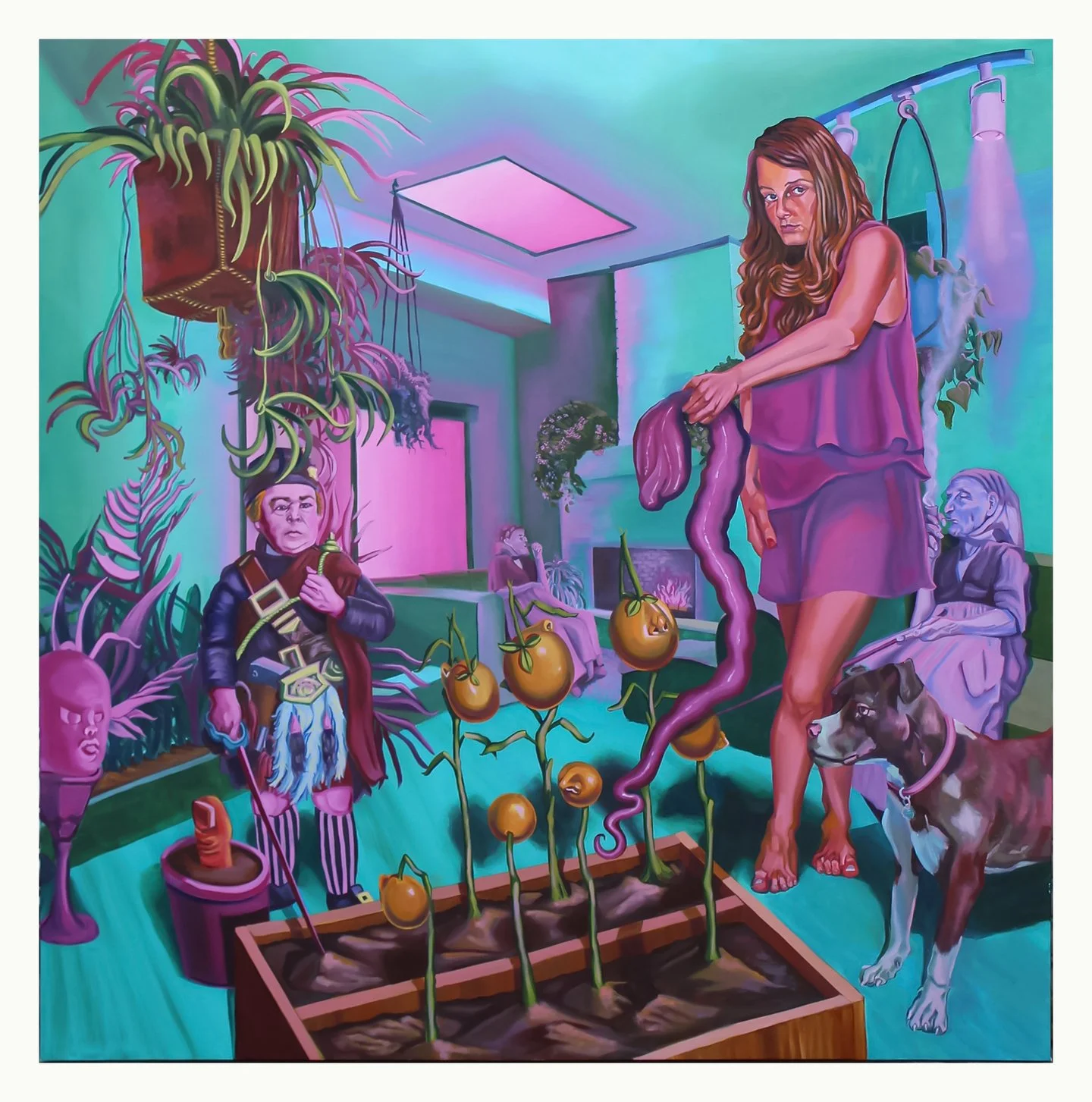 "A Grub In The Nose Garden Room," oil on canvas, 64 x 64, 2018