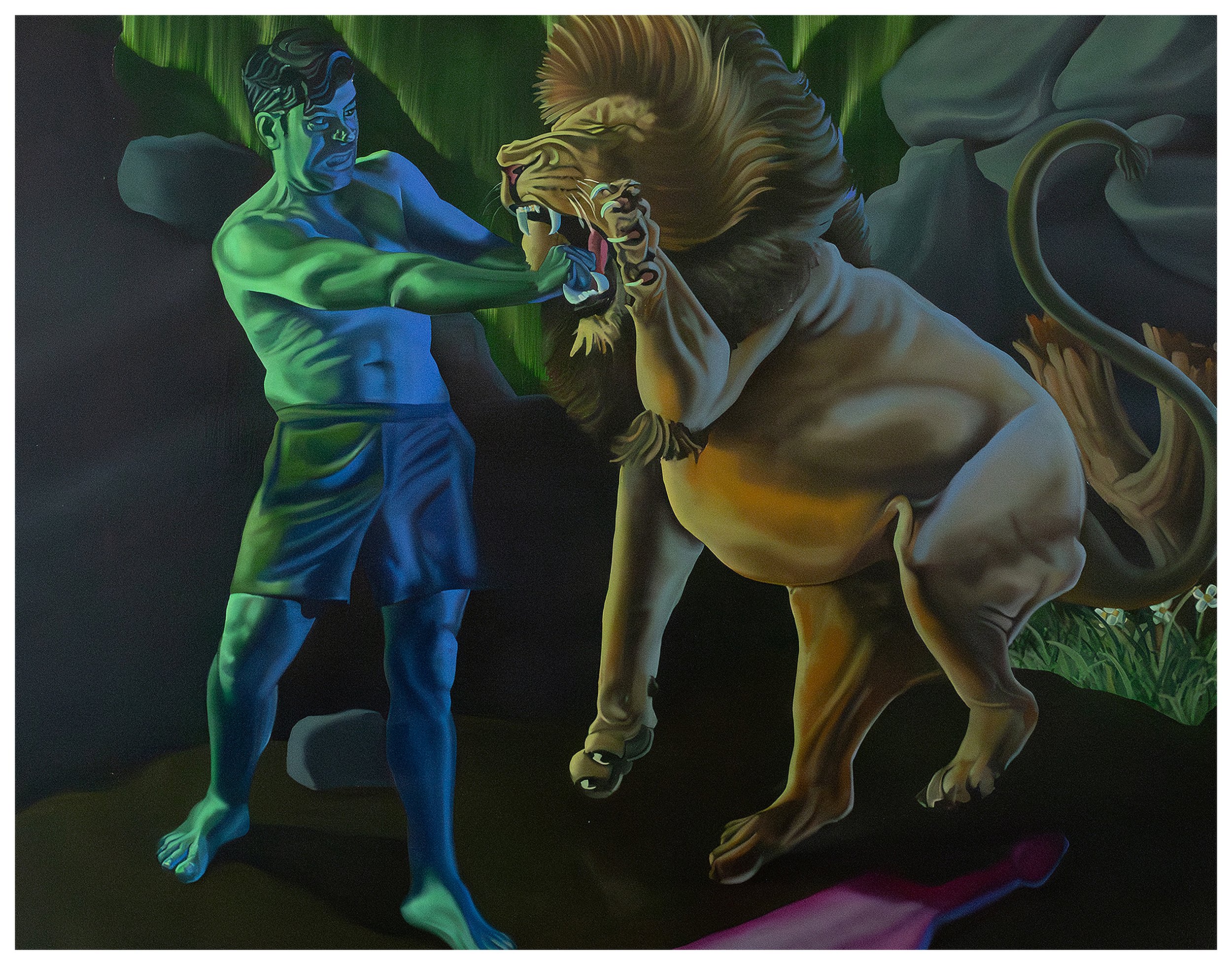 "When I Said I'd Kill You Last, I Was Lion," oil on canvas, 46 x 60, 2025, inquire for pricing
