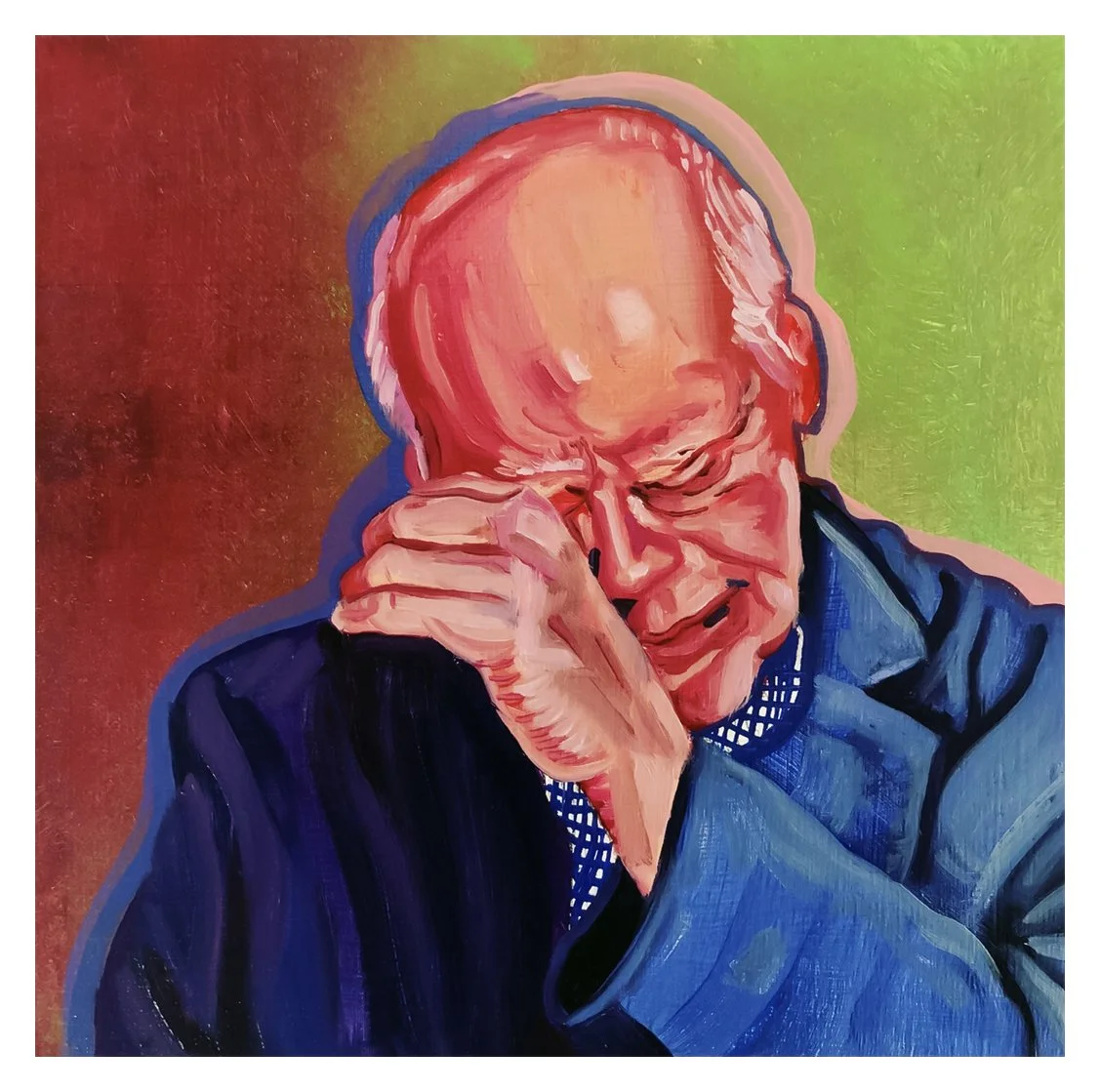 Old Man Cryer 2, oil on wood panel, 10 x 10, 2017, SOLD