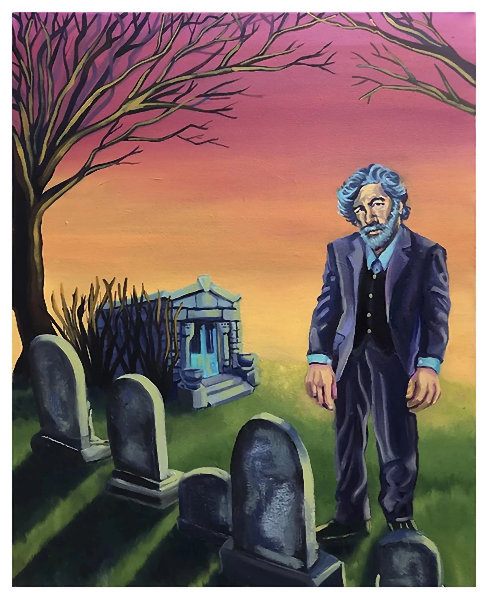 for Brett Wiscons for "Say Goodbye, The Fourth Bear Whitman Adventure," oil on canvas, 18 x 12, 2016