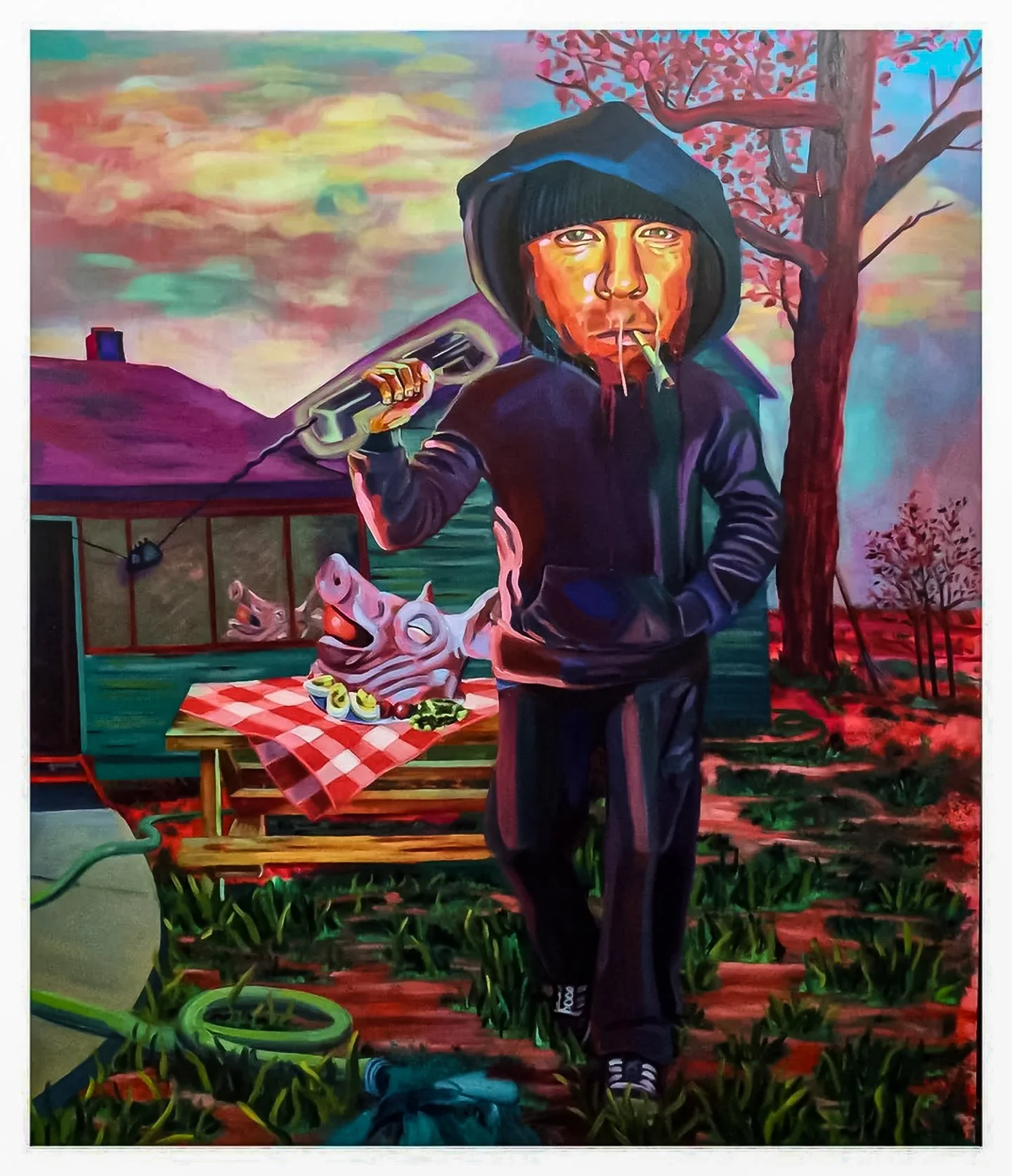"LSD Picnic," acrylic and oil on canvas, 74 x 64, 2014