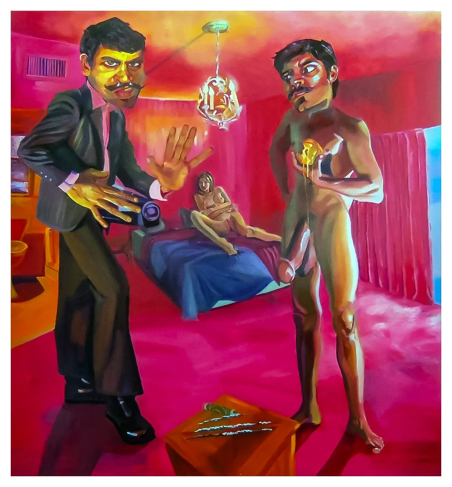 "Döppelganger Bang," acrylic and oil on canvas, 78 x 72, 2015