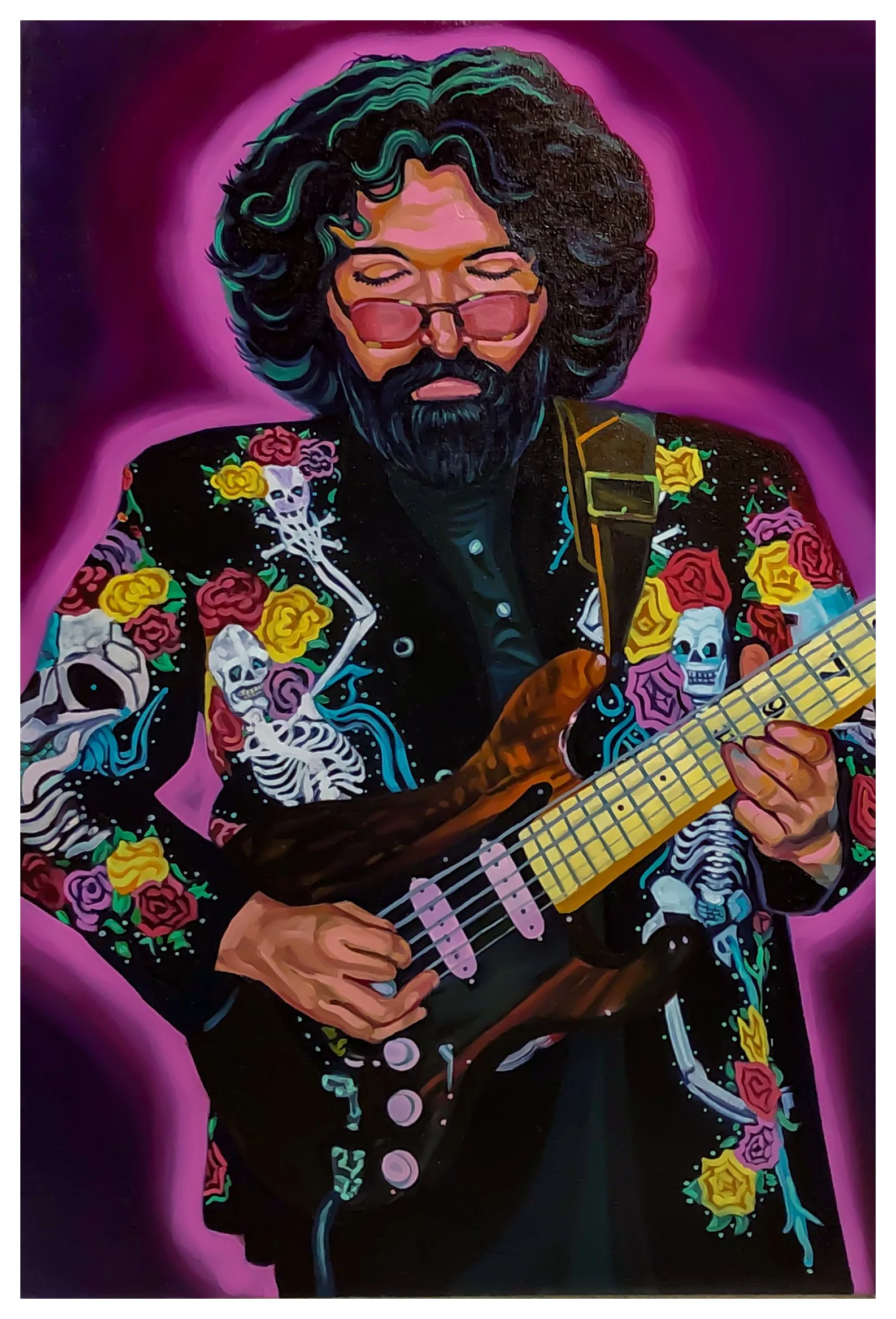 for Stephen Lichtenthal, "Nudie Suit Jerry," oil on canvas, 36 x 24, 2020