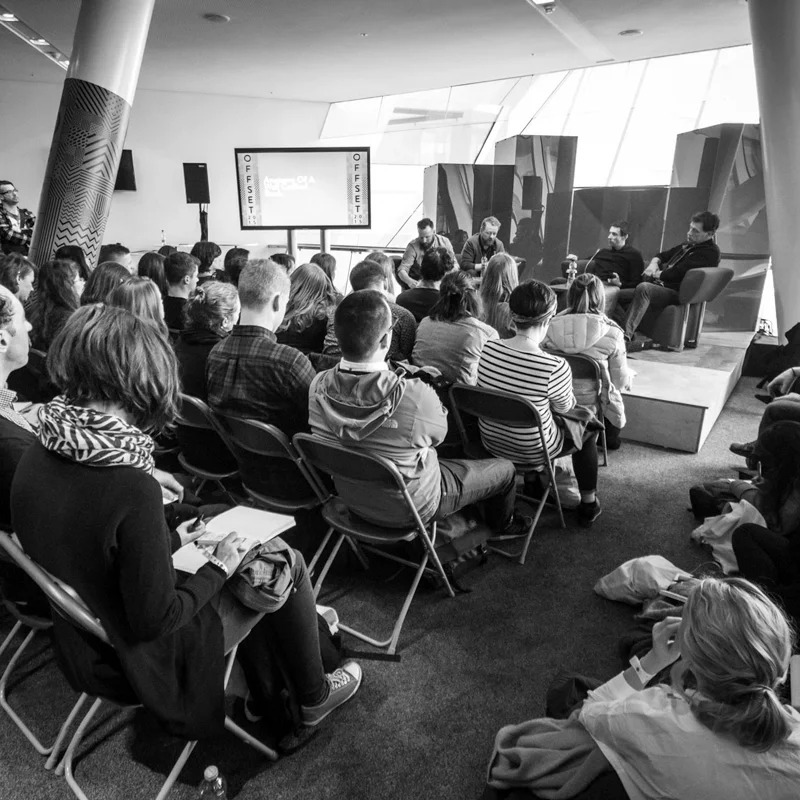 Offset 2015 panel discussion with panelists Peter Maybury, Marcel Meesters, David Smith. photographer unknown