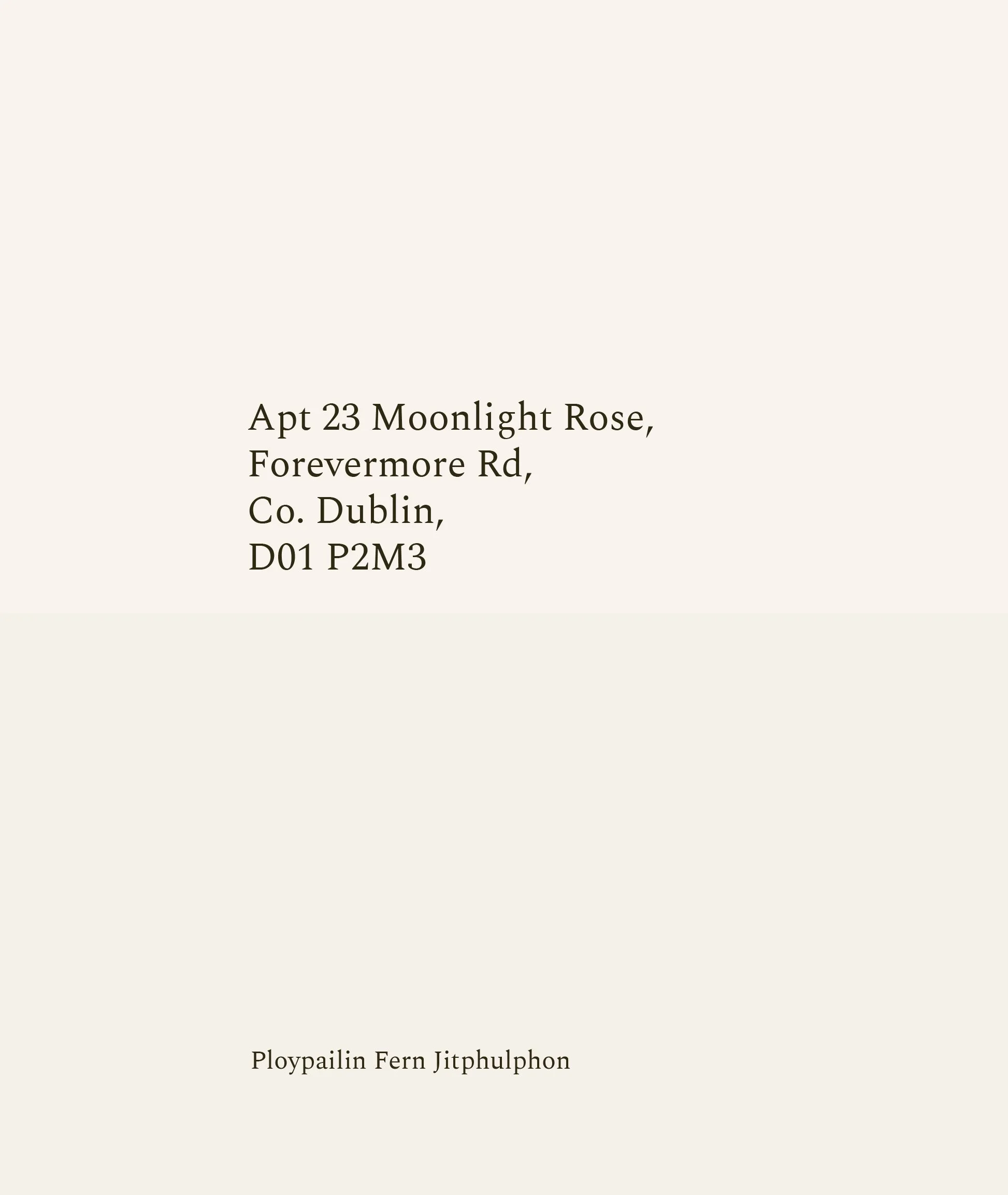 Ploypailin Fern Jitphulphon: Apt 23 Moonlight Rose, Forevermore Rd, Co. Dublin, D01 P2M3
