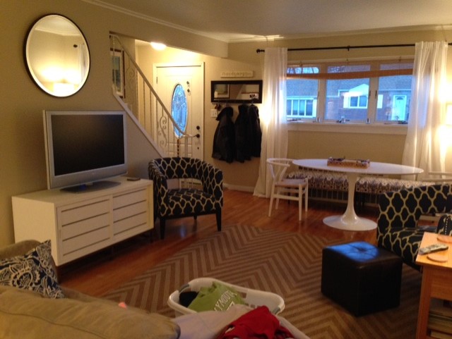 Cardboard box syndrome: Lots of beige with some blue and white and laundry mixed in. 