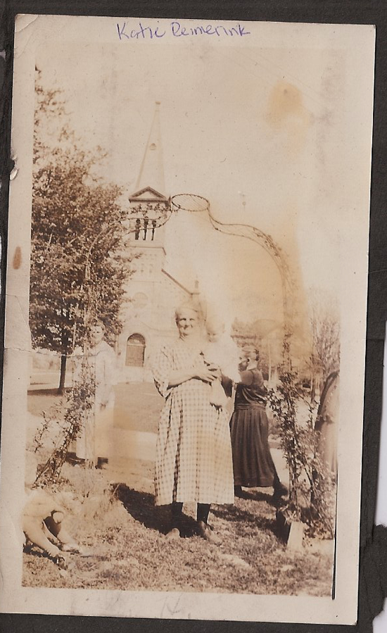 Katie Reimerink Klawitter (AKA Maria Catherina Küper) in front of Our Lady Victory Church.