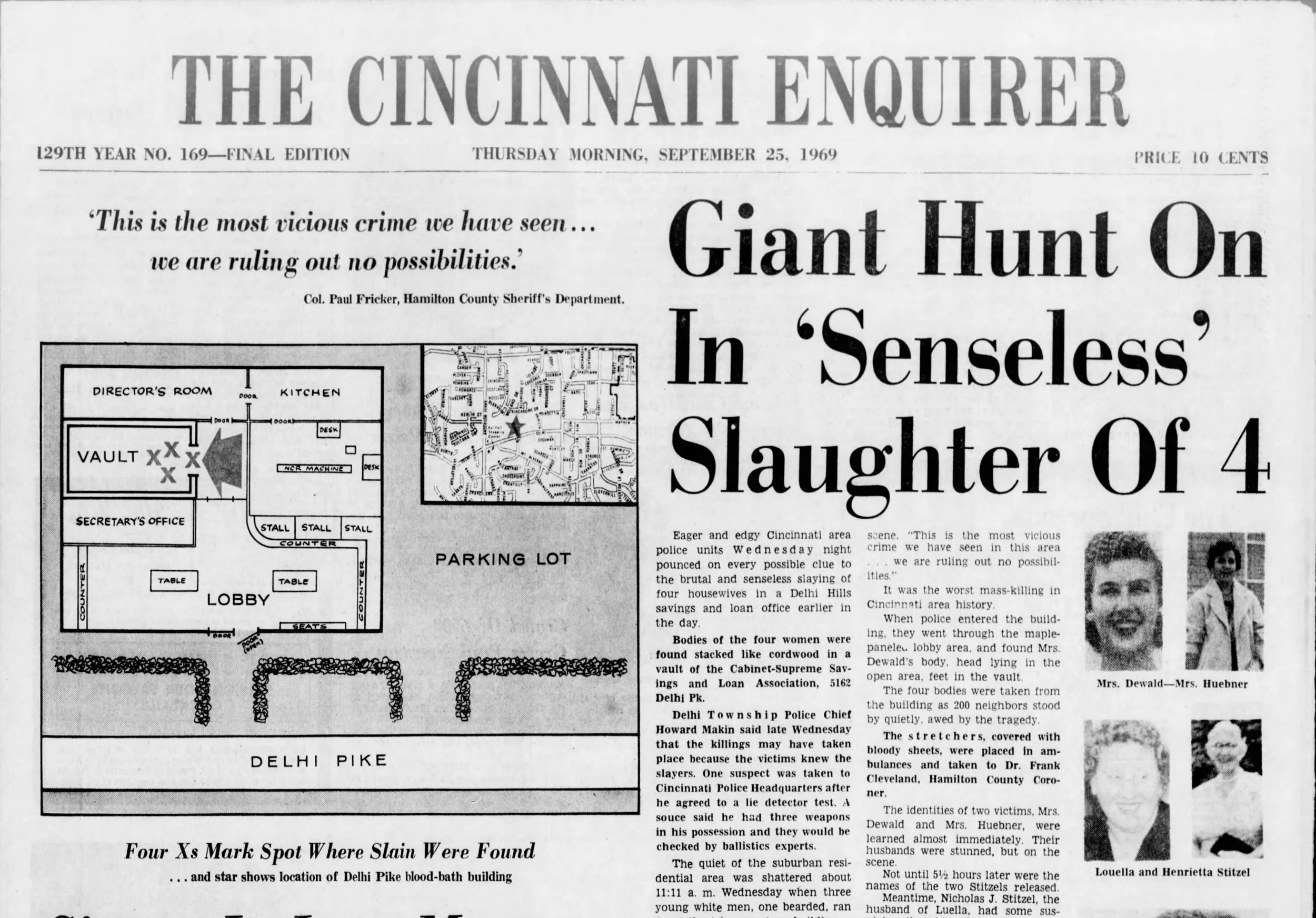 Front page of the Cincinnati Enquirer Sept. 25, 1969.