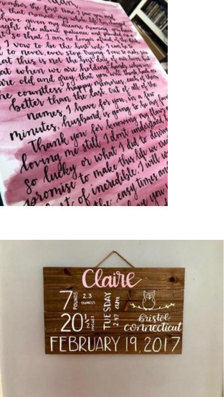Canvas Piece ($40-$80) ~Pricing depends on amount of words + canvas size ~ Choice of background color ** Pre-order NECESSARY ** Baby Stats Sign ($50) ~ Choice of paint color for writing **Pre-order NECESSARY **