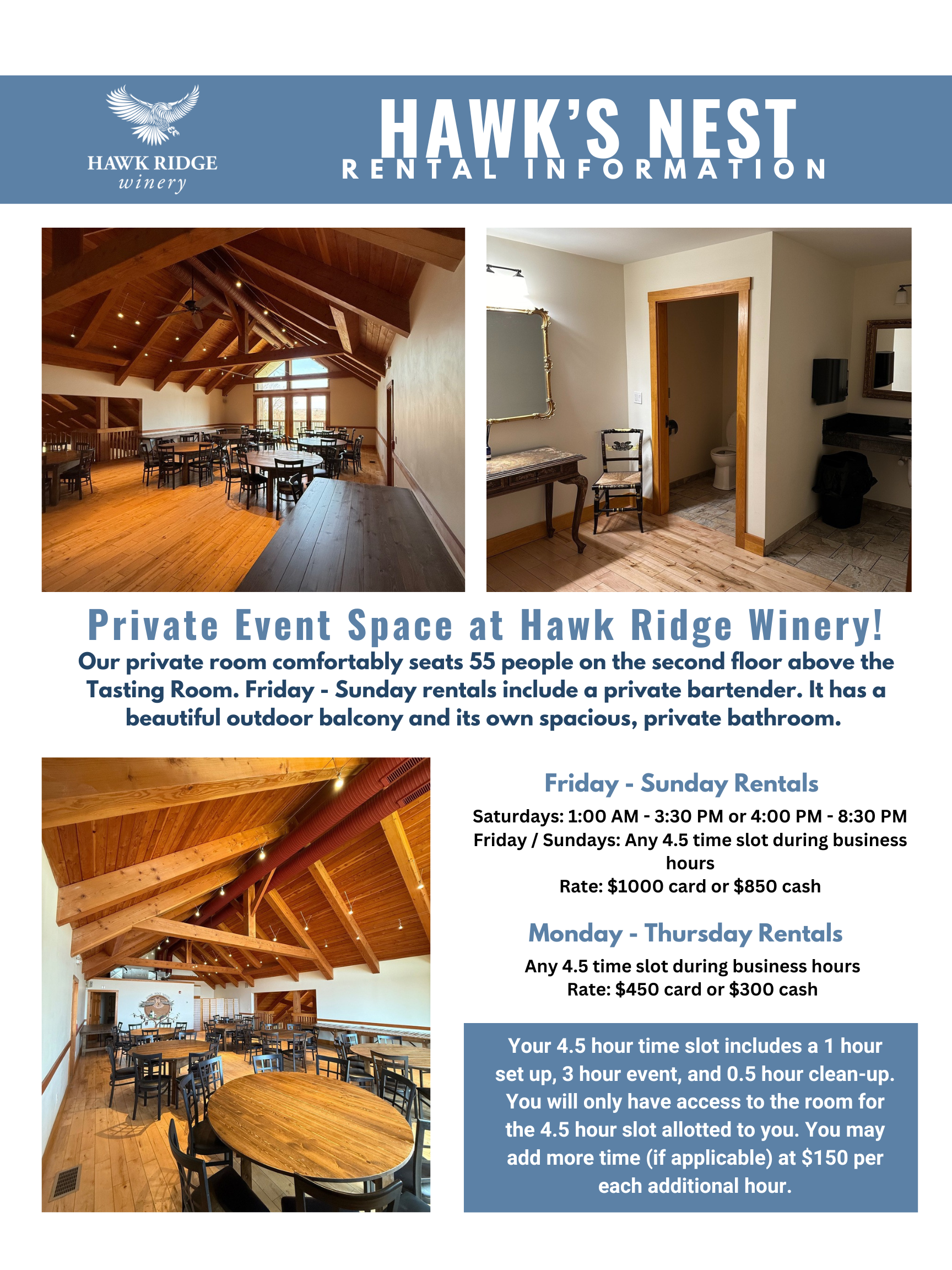 Room Hawk Private Events Room — Hawk Ridge Winery