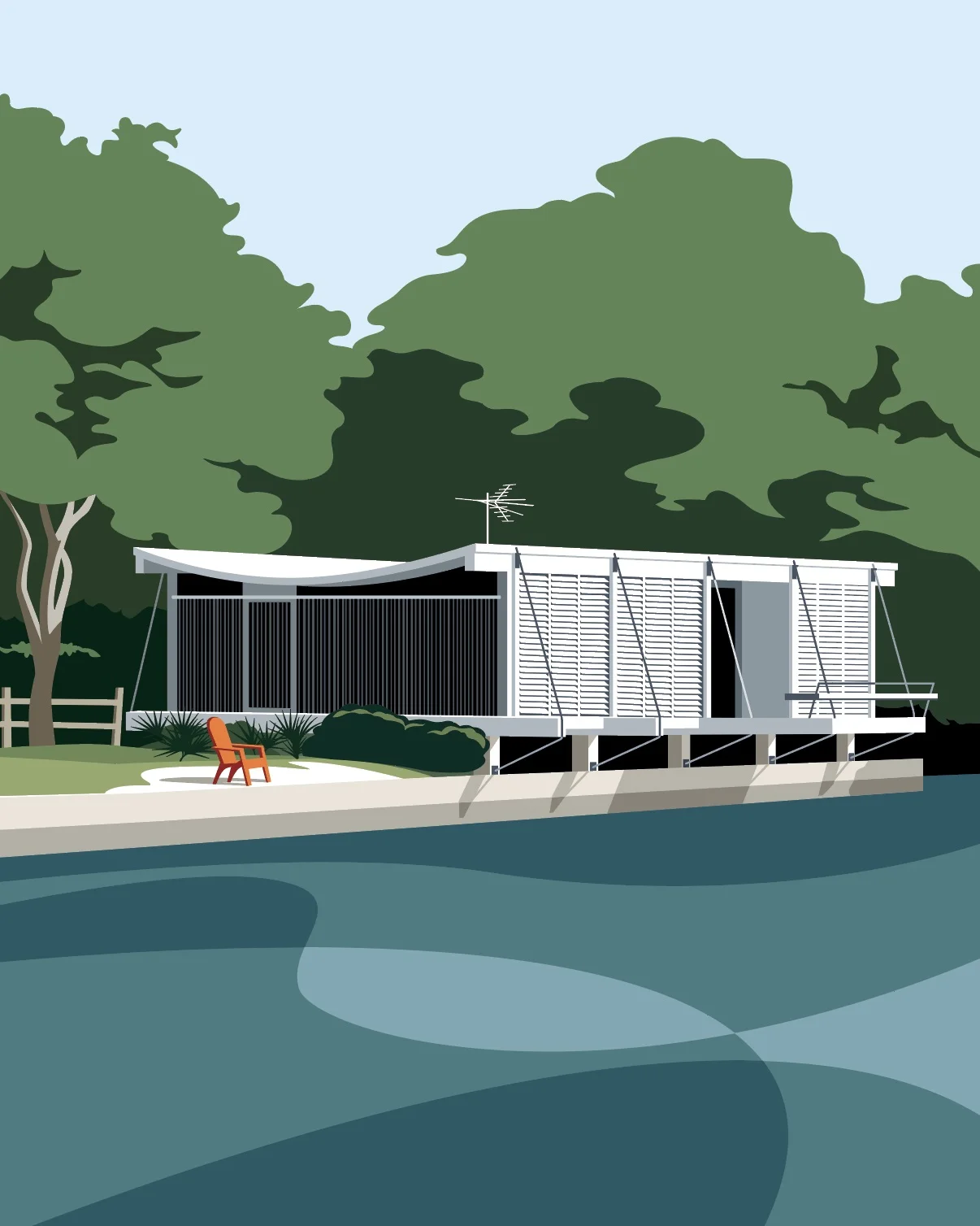 John Pirman Illustrations John Pirman’s work can be seen throughout multiple facets of the design industry; from illustrations in The New York Times to holiday cards in the MoMa retail store. Pansy Bayou proudly represents some of John Pirman’s large graphic prints of local Sarasota architecture, landscapes, and more. “When you subtract details from an image, you give it a kind of symbolic power. My designs are very architectural because they are based on geometry. I like to let what is in the image fuse with the background. For me, it’s about evoking a feeling more than representing a particular image.” - John Pirman