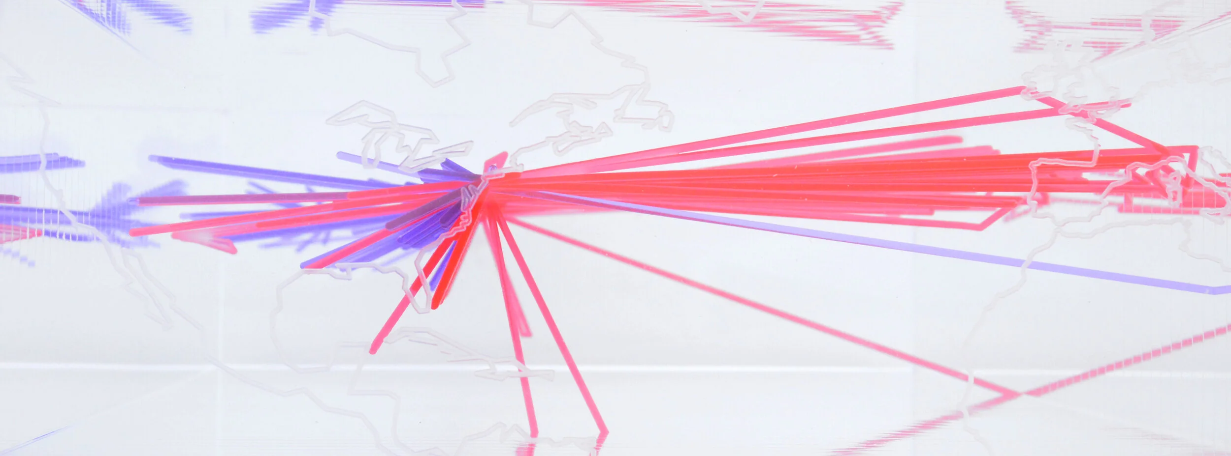  Life Location (MNM 1974-2020)  2020  |  Acrylic, resin  |  18x12x4.5in.  |  [private collection]  This piece follows the life and career of a single person year by year. Movement is divided into personal and professional travel. 