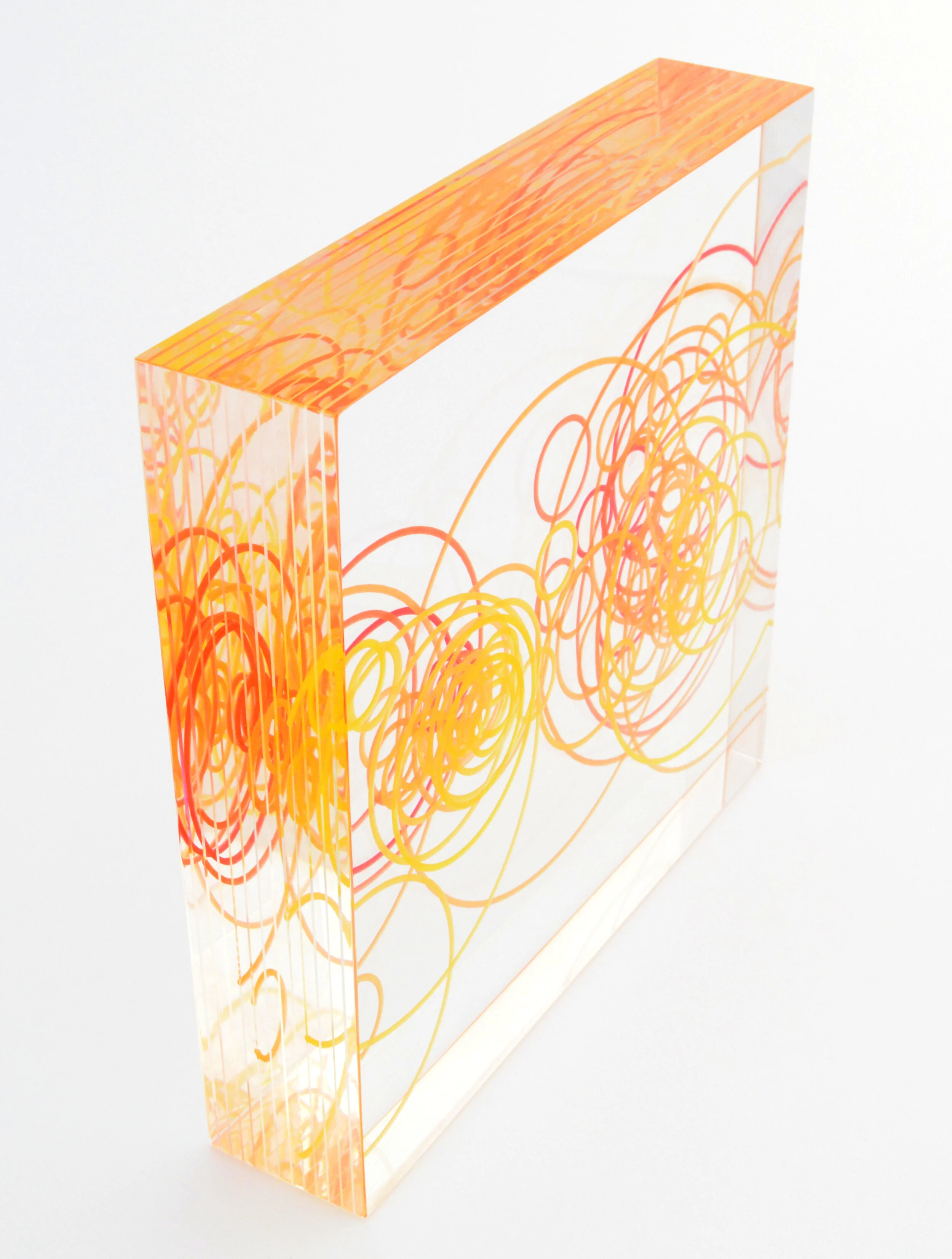  Missing Migrants (Spain/Morocco 2018) 2020  |  Acrylic, resin  |  11.5x11.5x2.5in. Data from the Missing Migrants Project by the International Organization for Migration. This piece centers on a small section of the Mediterranean Sea between Spain a