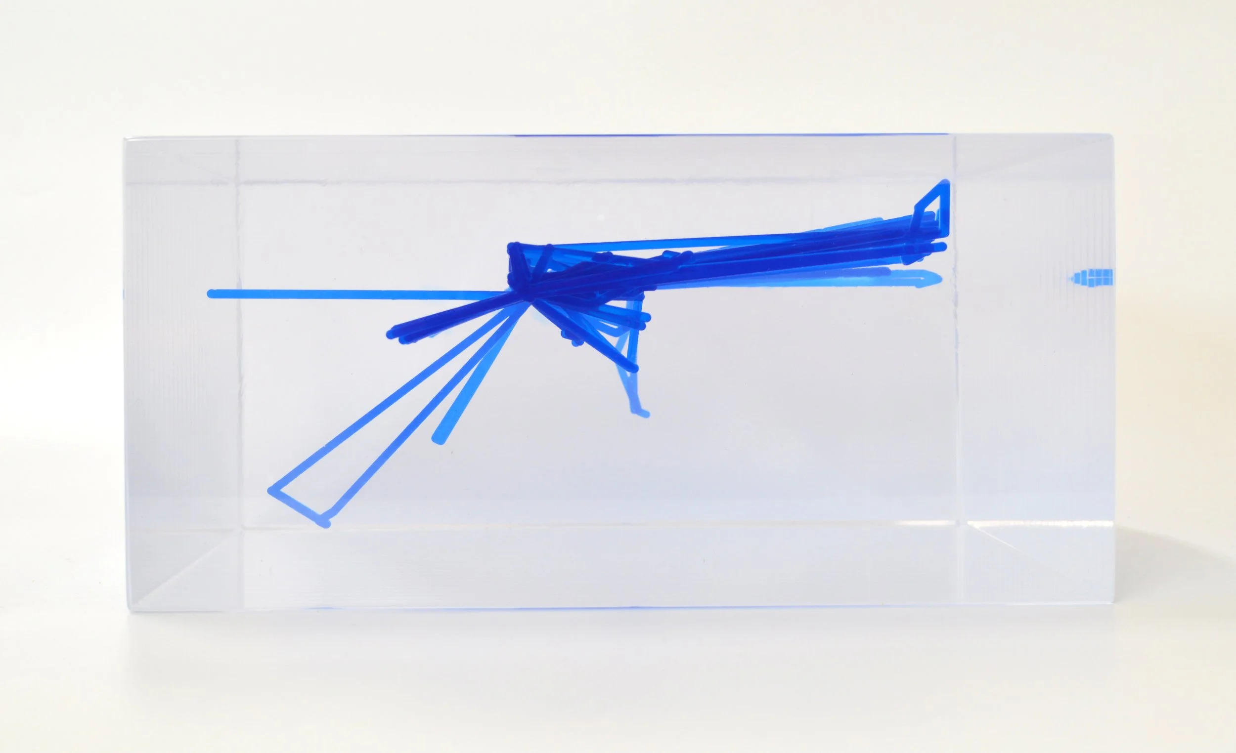  Life Location (JEB 1973-2023)  2023  |  Acrylic, resin  |  10.75x9.5x4.5in.  |  [private collection]  This piece follows the movement of a single person year by year.  