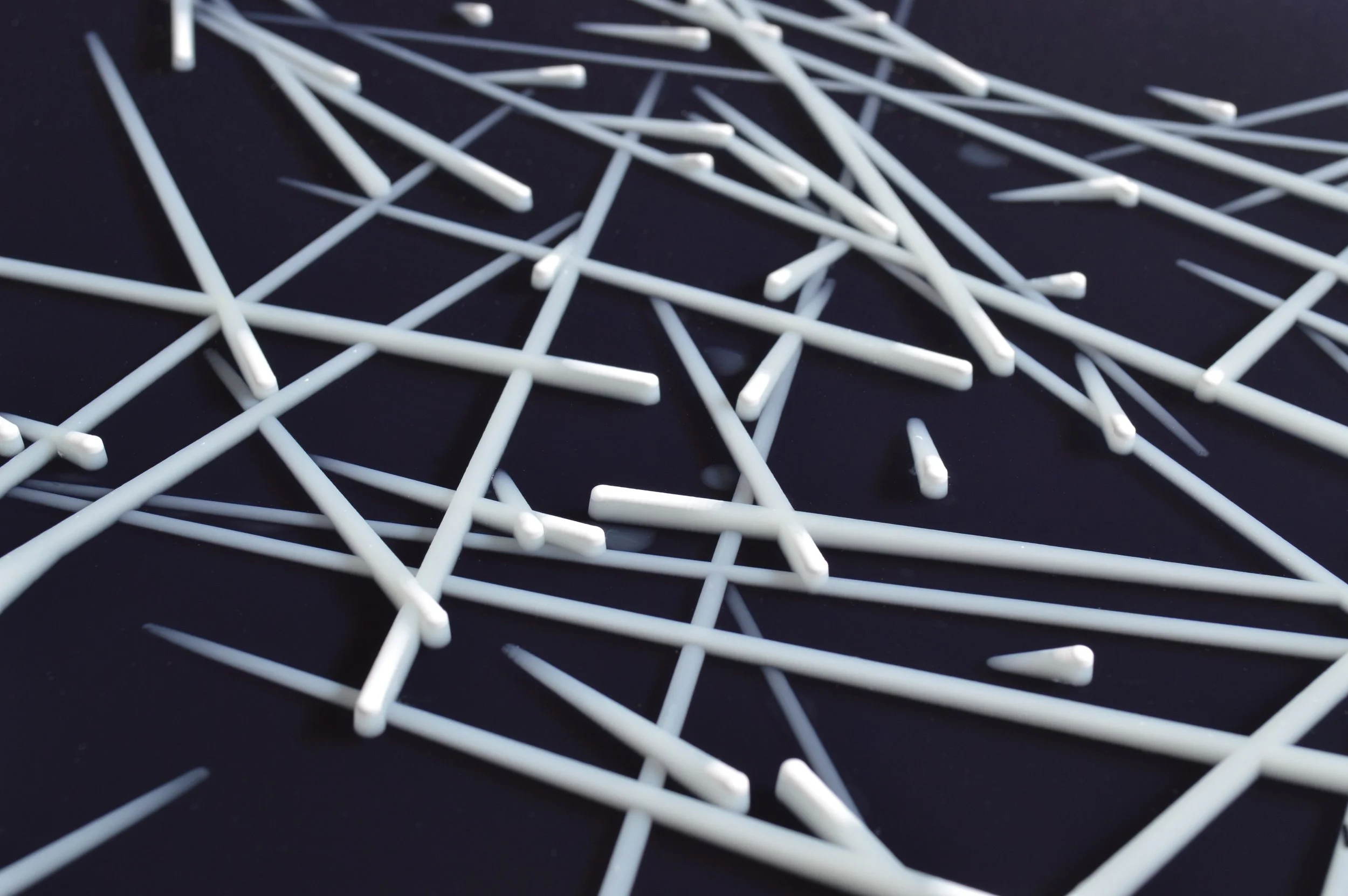  Future Stars 001 (Proper motion of stars in the region of Gemini projected 250,000 years into the future)  2024 | Acrylic and resin | 24x24x2.5in 