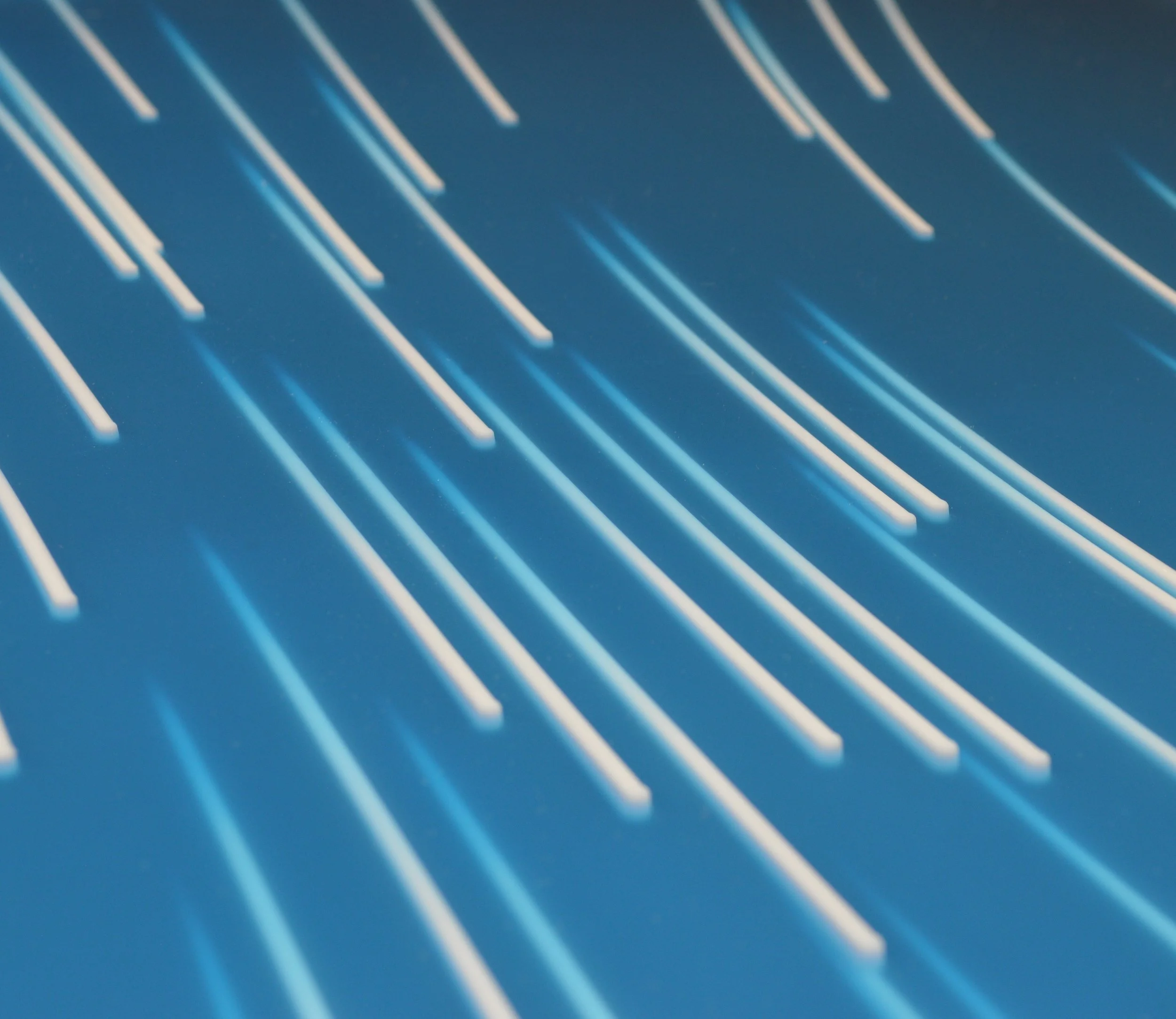  Star Arcs 002 (Apparent motion of stars in the region of Capricorn; two hour plot pulled from the 500 brightest stars.)  2024 | Acrylic and resin | 24x24x.5in 