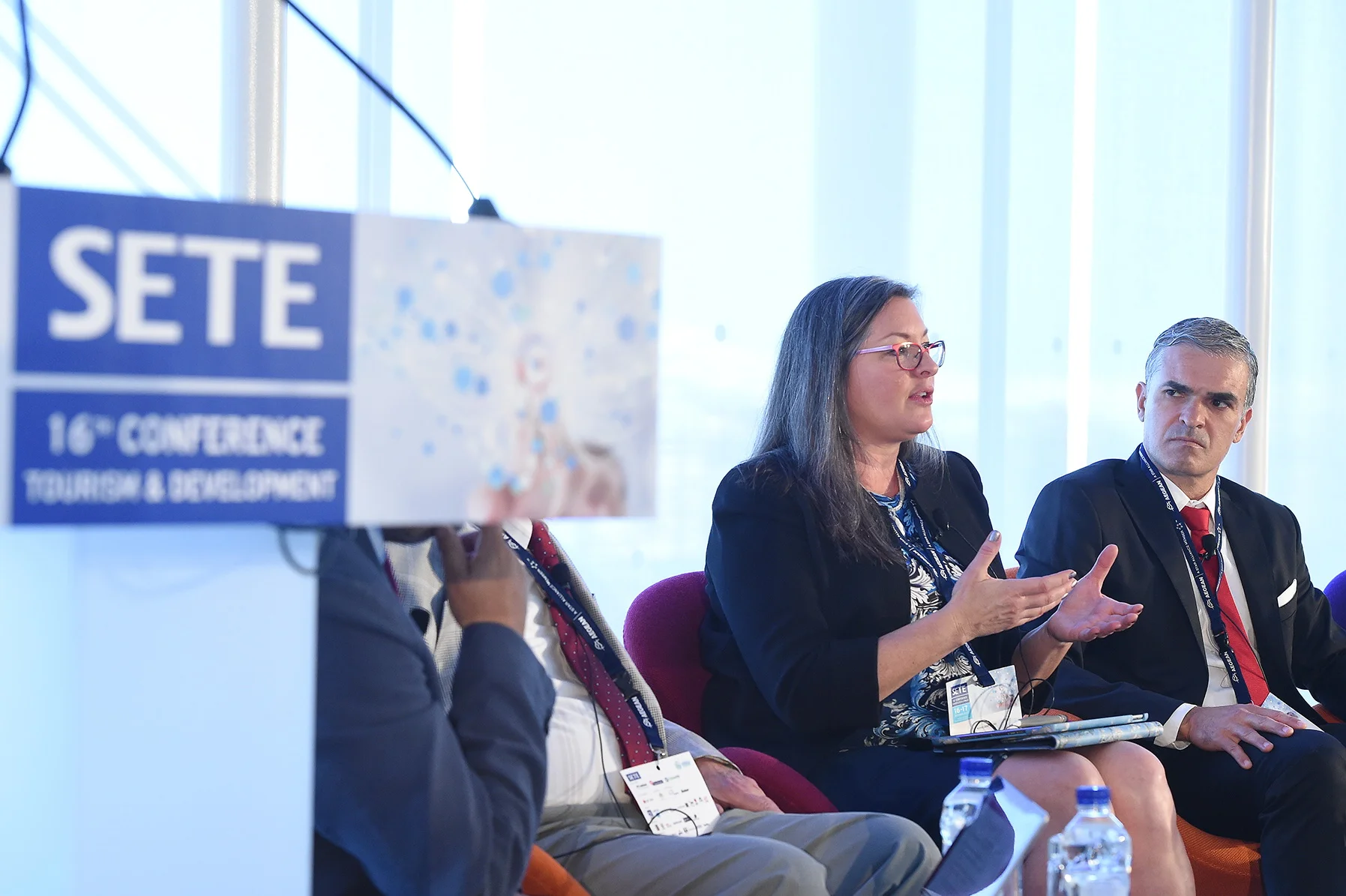 Aurora on a panel at the SETE Sustainable Tourism Conference in Athens, Greece.