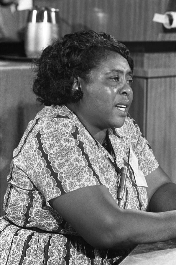 Fannie Lou Hamer was a prominent civil rights activist and co-founder of the Freedom Democratic Party. Hamer was fired and kicked out of her lodgings after attempting to register to vote in 1962. During her active years as an activist, she was beaten nearly to death by police and shot at by white supremacists. Hamer spoke at the 1964 Democratic National Convention, and is remembered as a resilient activist and beautiful singer.