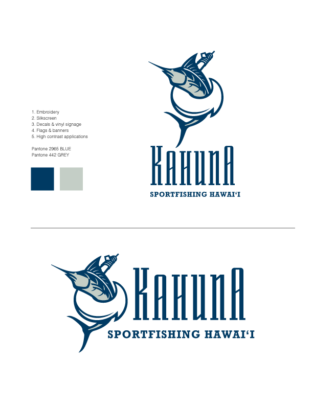 Logo and branding for a sustainable catch and release sportfishing company on the North Shore of Oahu.