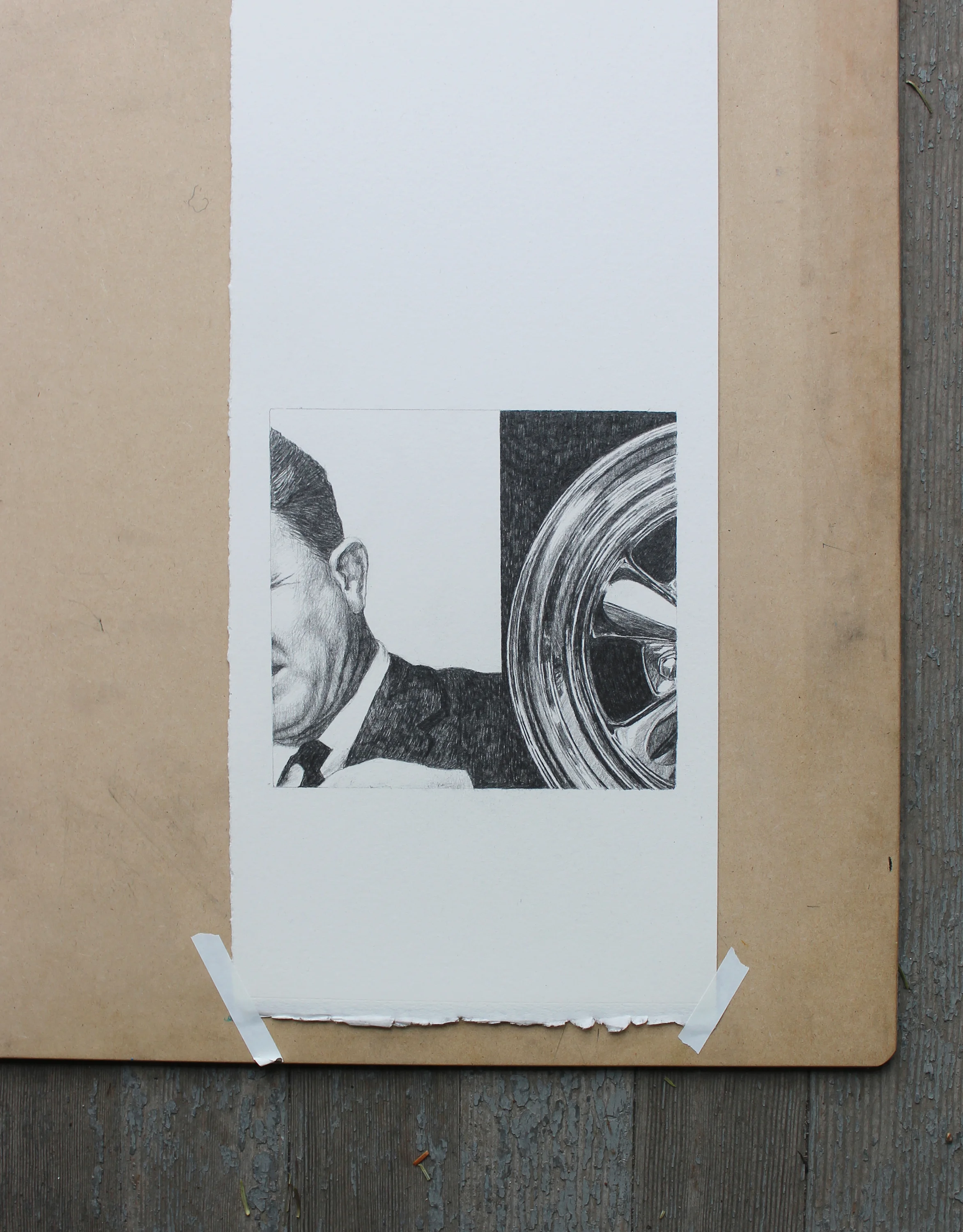 22 x 10"; graphite on watercolor paper