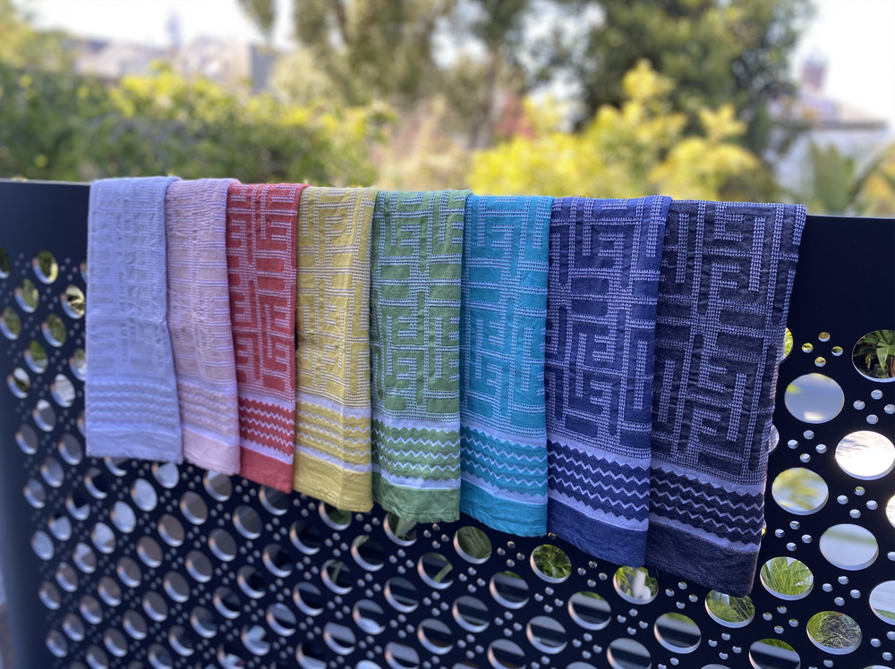 Black Blue Color edge Hand Towel - Hibiscus Linens