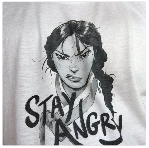 The "free" shirt you get when you donate to his subscription drive. It's essentially selling shirts with an angry Asian woman on it.