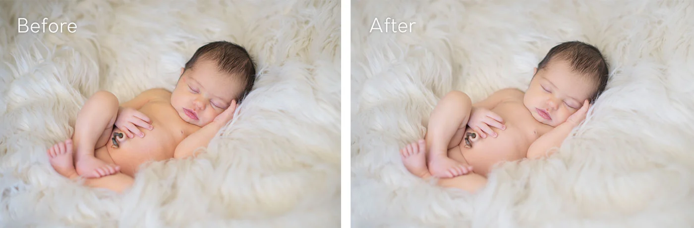 In this image Natalie removed some blemishes and flaky skin, evened out her skin tones and background. 