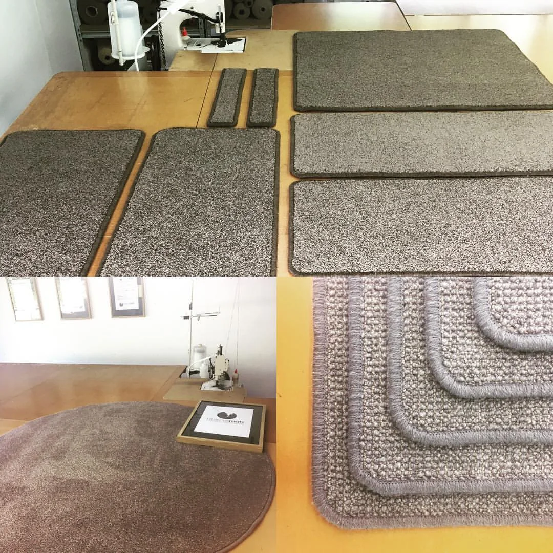 Various examples of custom made Home Interior Mats by Hibiscus Mats Carpet Overlocking