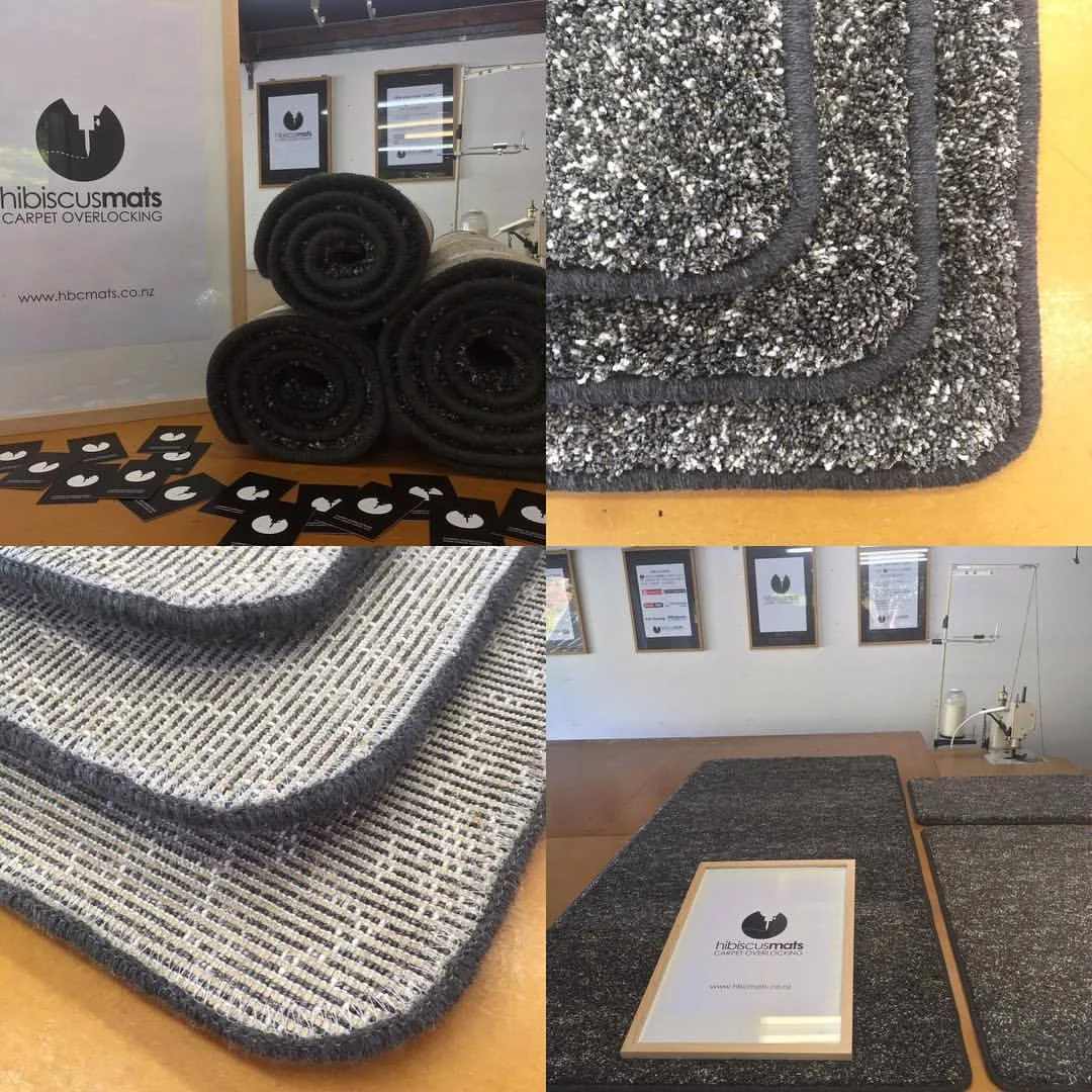 Shaggy pile carpet sews up beautifully into custom made mats by Hibiscus Mats Carpet Overlocking