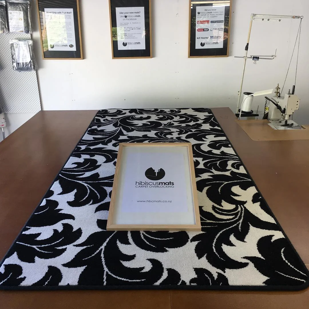 Pattern adds interest to this carpet mat cut & overlocked for a new build entrance way