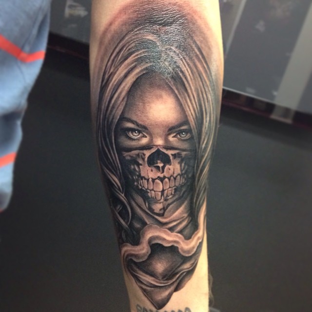 Skull Bandana  Girl Portrait  Chris Carter  Tattoos