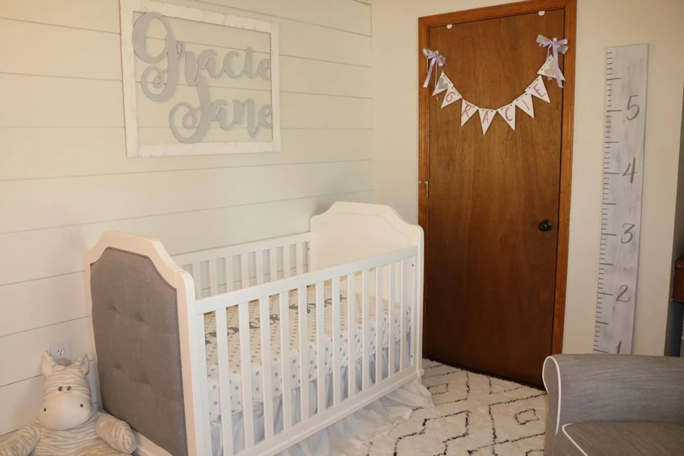 White Shiplap Accent Wall