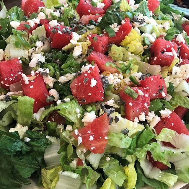 Lunch is ready. Feta, watermelon , chilli and lettuce salad and if you have it with a pie we still think that's okay.
.
.
.
.
.
#lunchtime #salad #vegetarian #greemwichvillage #greenwickcakeshops #greenfoodie #vegetarianlunch #londonlive #veggies #we